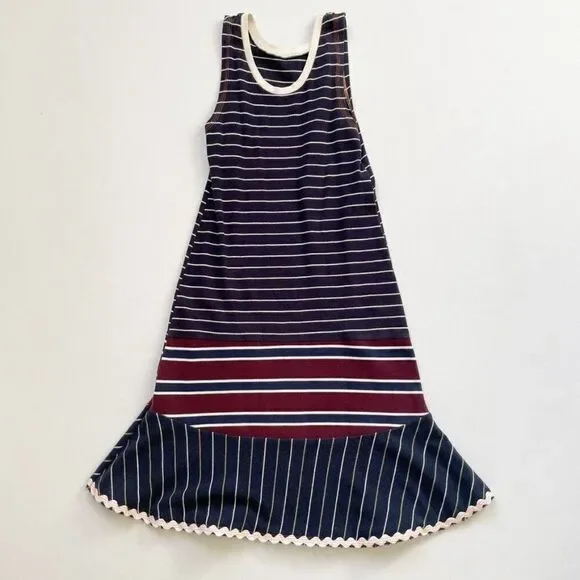 CourtneyCourtney Blue Girls Dress 7/8 Sleeveless Cotton Twirly Skirt Handmade - Picture 1 of 8
